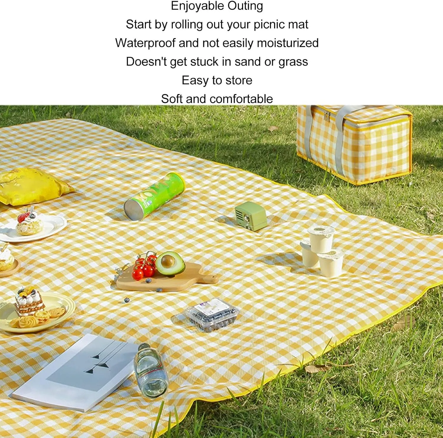 Beach Mat Outdoor Picnic Blanket Foldable Thicken Oxford Cloth Camping Blankets for Family Traveling, Open Air Concerts, (150x200cm / 59.1x78.7in)