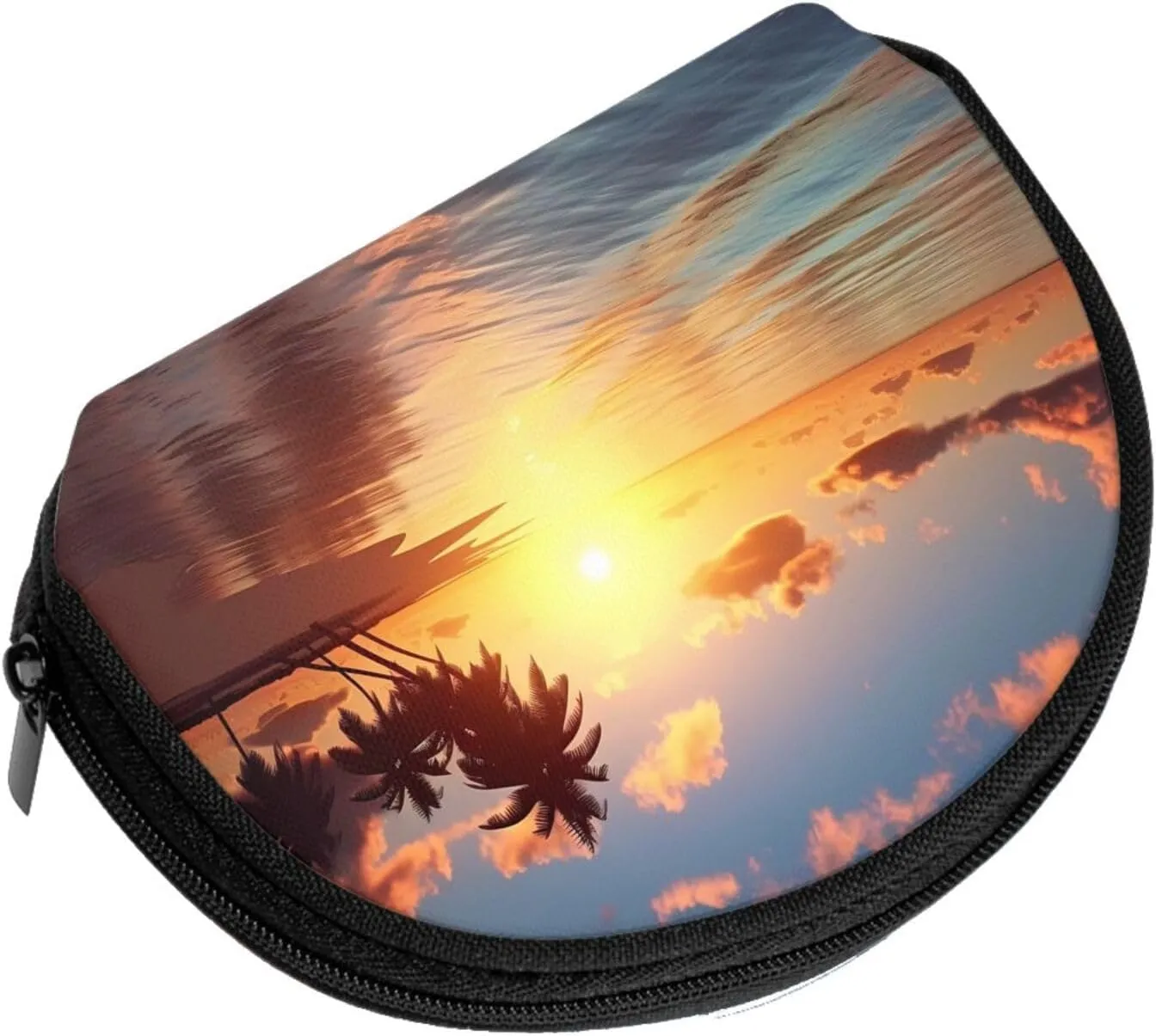 Beach Sunrise Print Shell Storage Bag Purse For Small Items, Easy To Carry And Store