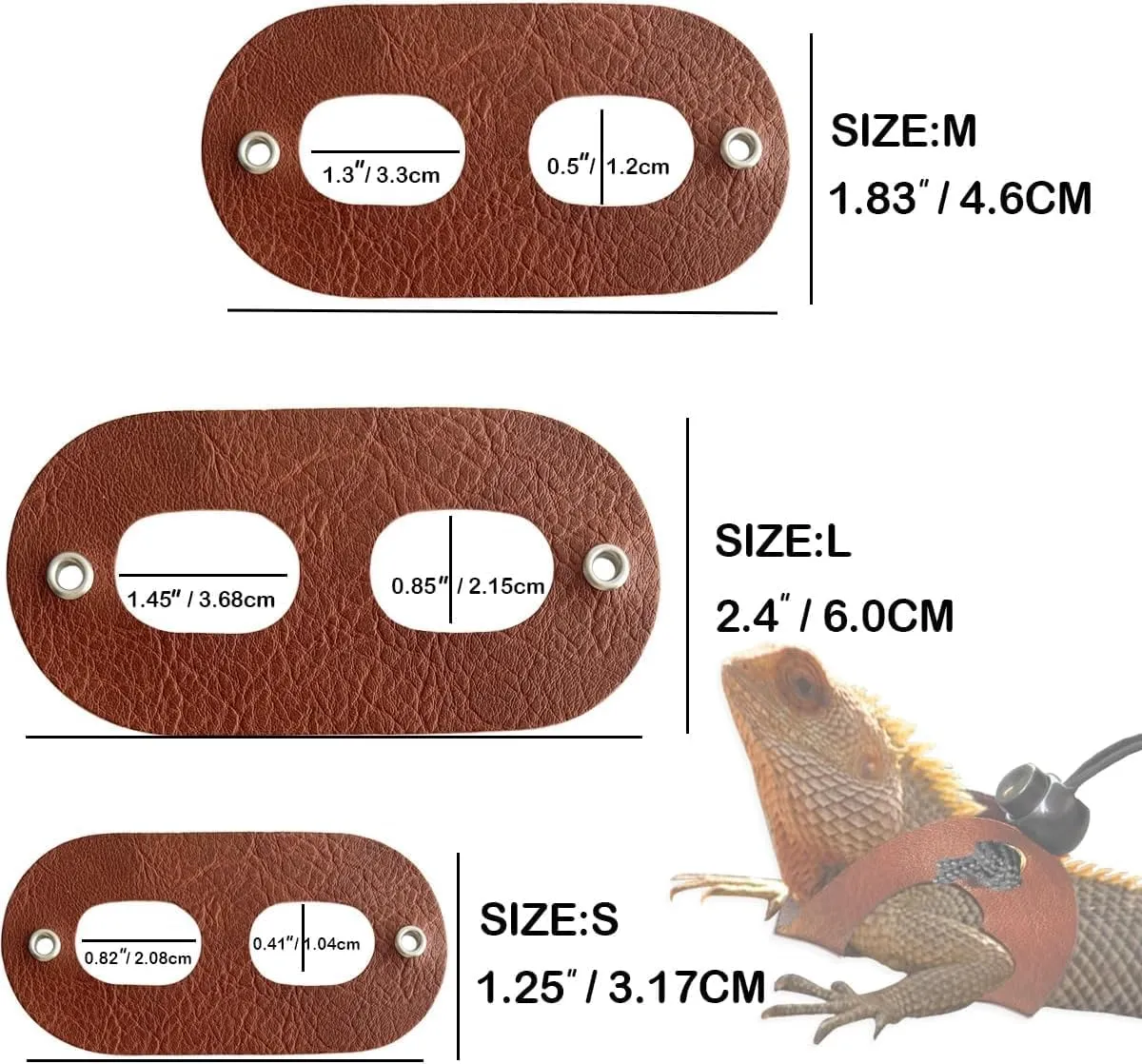 Bearded Dragon Carrier Backpack with Two Security Printing Harness with Leash Sets, Reptile Lizard Travel Bag to Carry and Transport Small Animal Kitten Bunny Guinea Pig to Vet(Brown, PU Leather)