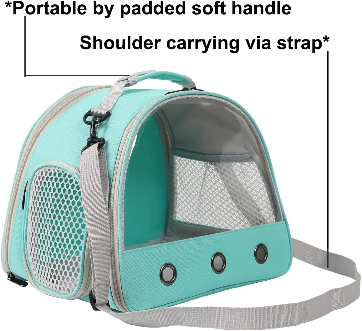Bearded Dragon Carrier, Lizards & Small Animal Travel Carrier for Hedgehog, Rat, Parrot, Bird & Guinea Pig - Portable Carrier for 2 (Green)