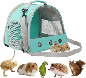 Bearded Dragon Carrier, Lizards & Small Animal Travel Carrier for Hedgehog, Rat, Parrot, Bird & Guinea Pig - Portable Carrier for 2 (Green)