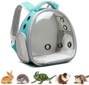 Bearded Dragon Lizard Backpack Carrier with Harness and Leash Set, Small Animal Carrier Backpack, Space Capsule Bubble Window, Small Pet Carrier Backpack, Airline Approved(Green)