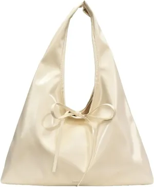 Beautiful Bow Tie Underarm Bag PU Leather Large Capacity Work Bag for Women Outdoor Travel Handbag Trendy 2025
