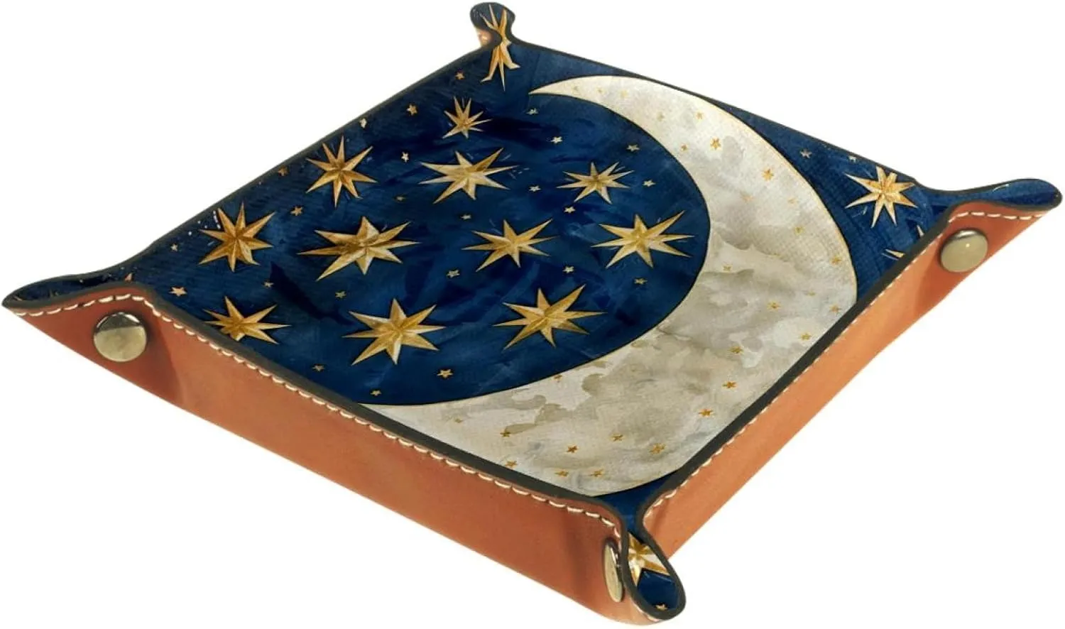 Beautiful Star and Moon Stacking Jewelry Organizer Trays, Small Desk Drawer Organizer Tray for Women and Girls, Earring, Bracelet, and Ring Storage Tray, Key Tray, 20.5x20.5cm, snh-001
