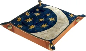 Beautiful Star and Moon Stacking Jewelry Organizer Trays, Small Desk Drawer Organizer Tray for Women and Girls, Earring, Bracelet, and Ring Storage Tray, Key Tray, 20.5x20.5cm, snh-001