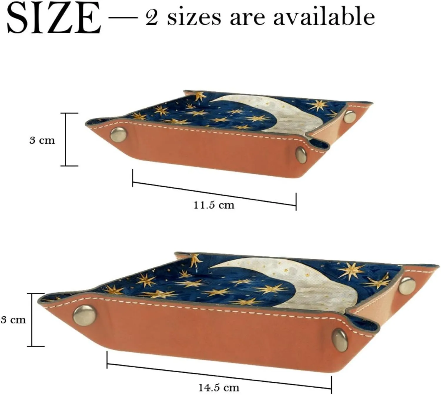 Beautiful Star and Moon Stacking Jewelry Organizer Trays, Small Desk Drawer Organizer Tray for Women and Girls, Earring, Bracelet, and Ring Storage Tray, Key Tray, 20.5x20.5cm, snh-001