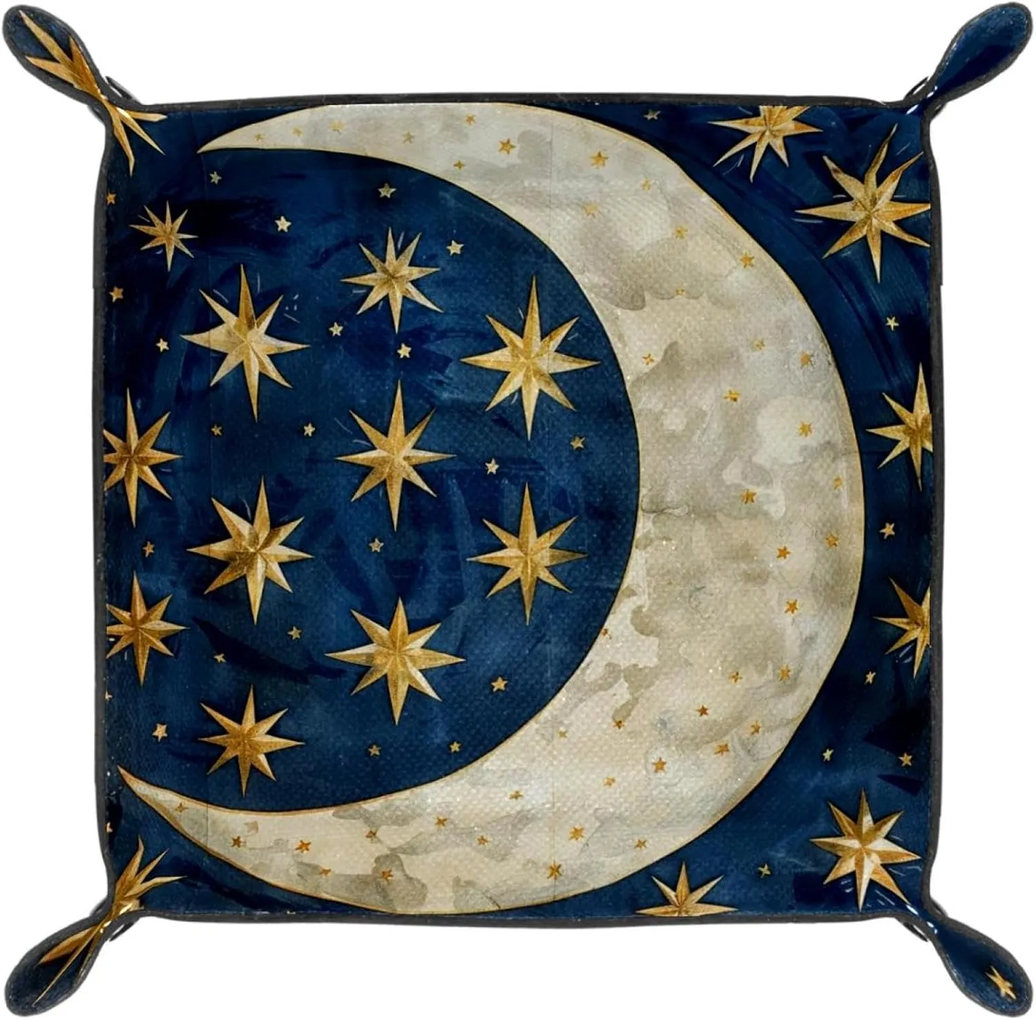 Beautiful Star and Moon Stacking Jewelry Organizer Trays, Small Desk Drawer Organizer Tray for Women and Girls, Earring, Bracelet, and Ring Storage Tray, Key Tray, 20.5x20.5cm, snh-001