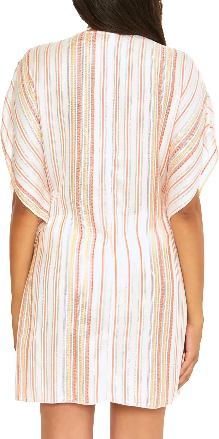 BECCA Women's Radiance Woven Tunic, Plunge V-Neck, Casual, Beach Cover Ups