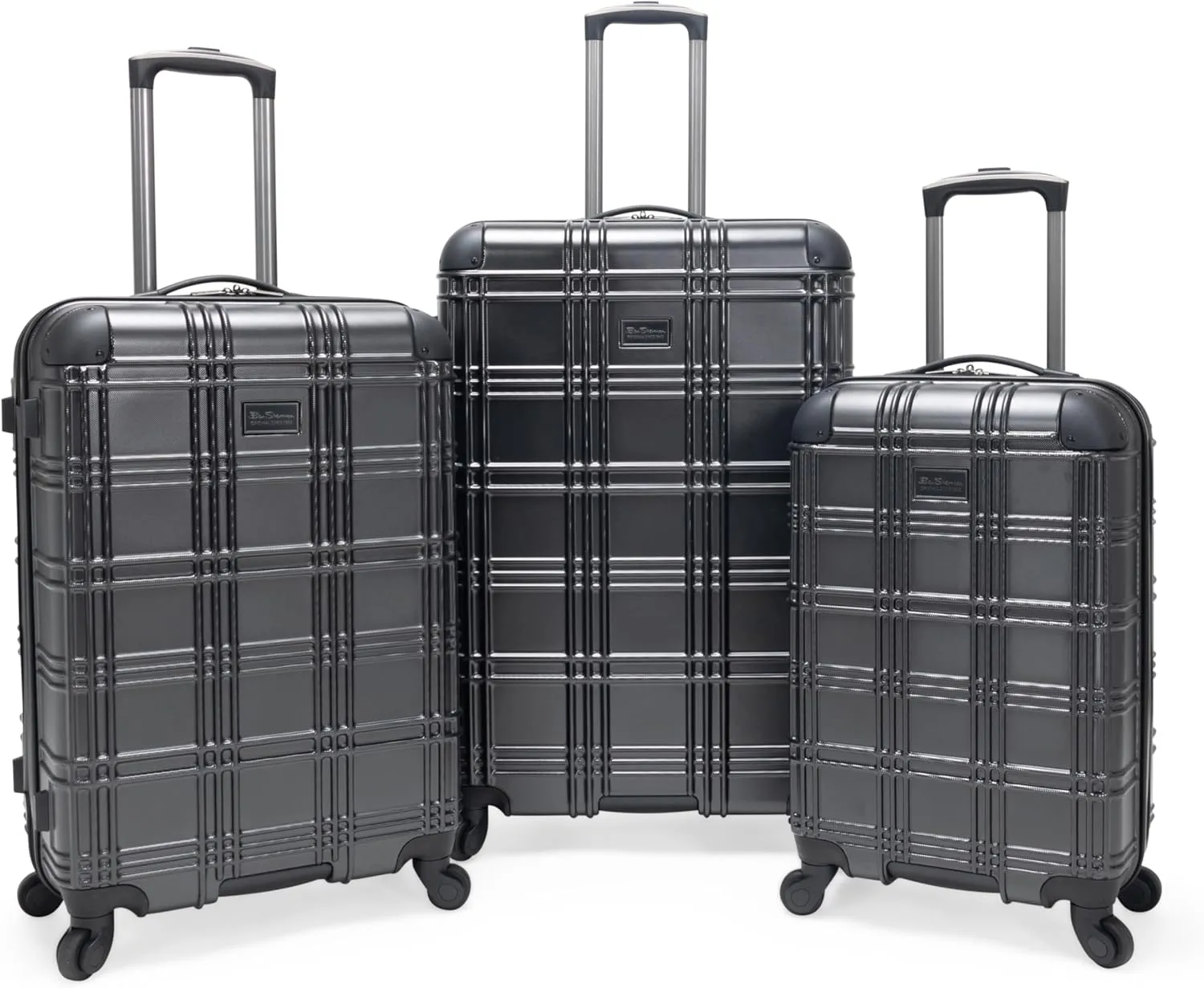 Ben Sherman Nottingham Lightweight Hardside 4-Wheel Spinner Travel Luggage, Charcoal, 3-Piece Set (20"/24"/28")