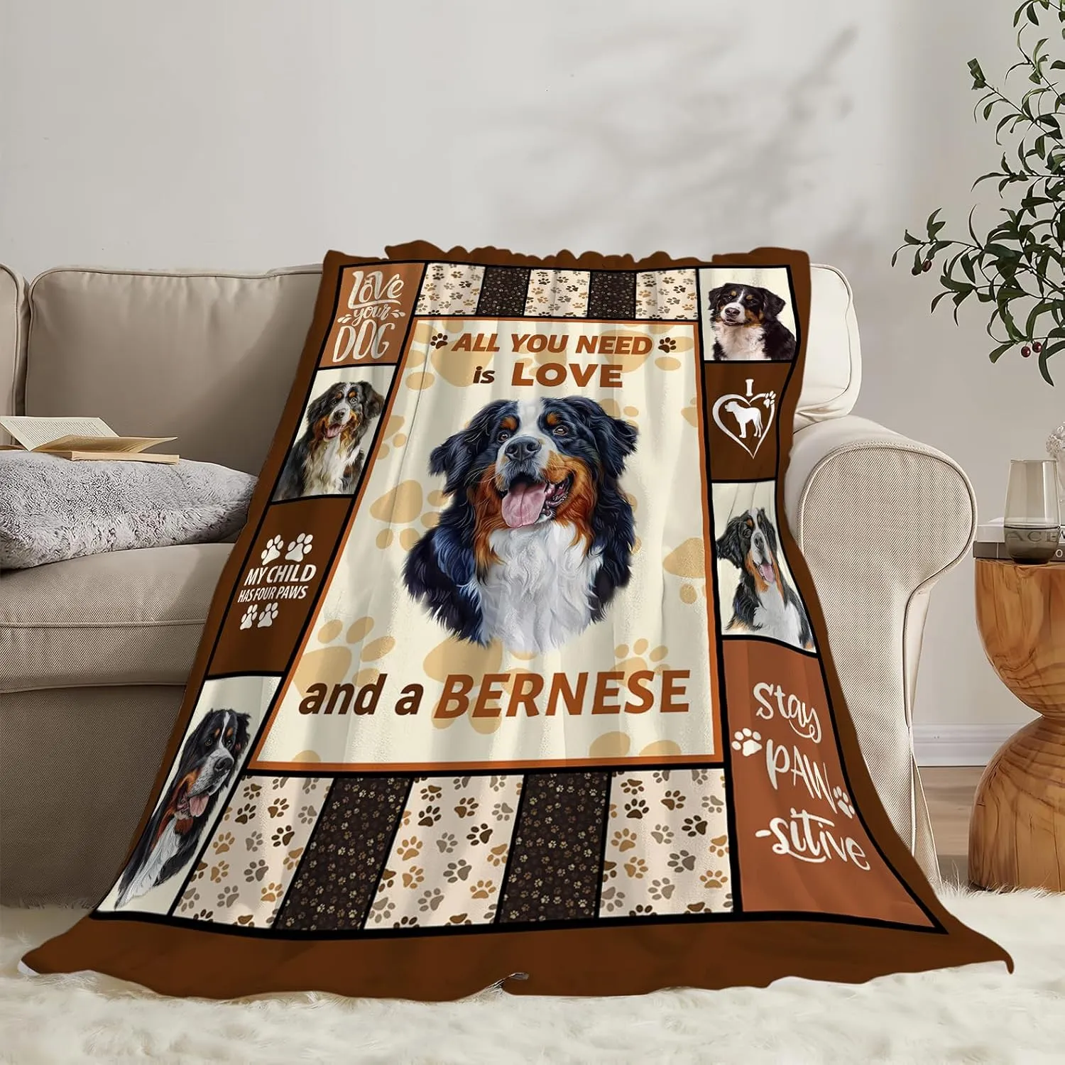Bernese Mountain Dog Print Blanket Best Dog Pet Animal Throw Blankets for Couch Sofa Stuff Decor Gifts Lightweight Soft Cozy Fleece Plush Warm Flannel Bedding for Lover Man Woman Teen Adults 40"x50"