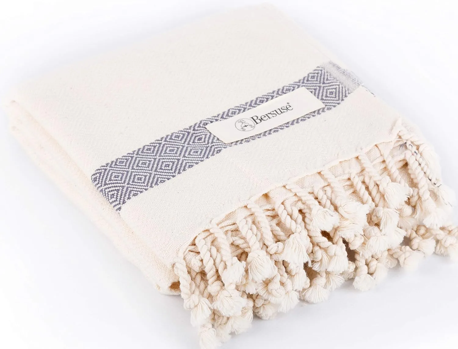 Bersuse 100% Cotton Laodicea Turkish Towel Bath Towel Beach Towel Pool Towel - Beach Essentials for Your Beach Bag - 37x70 Inches, Natural White