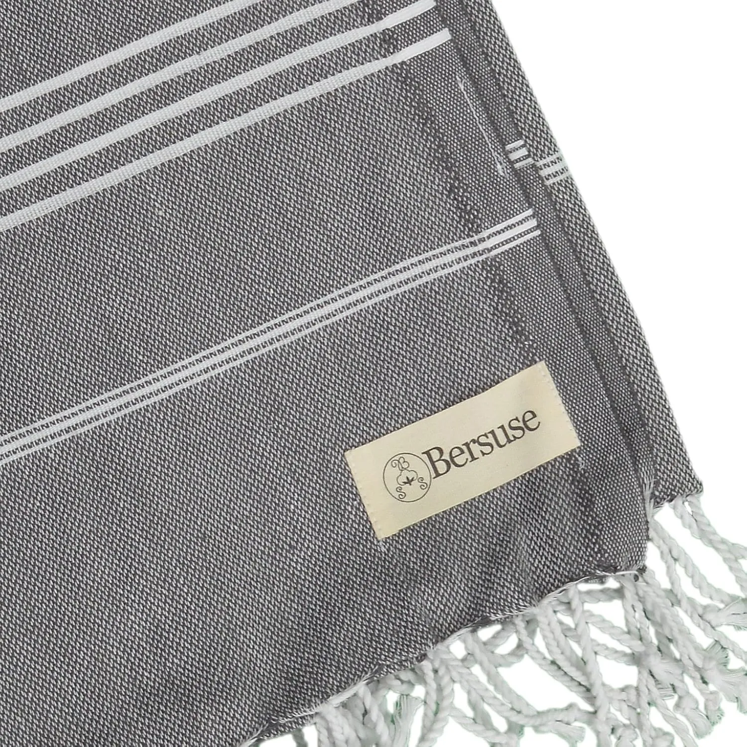 Bersuse Towels Anatolia XL Beach Blanket Throw Blanket Turkish Towel 100% Cotton Extra-Large Quick-Dry Lightweight Premium Peshtemal Towel - 61x82 Inches, Anthracite