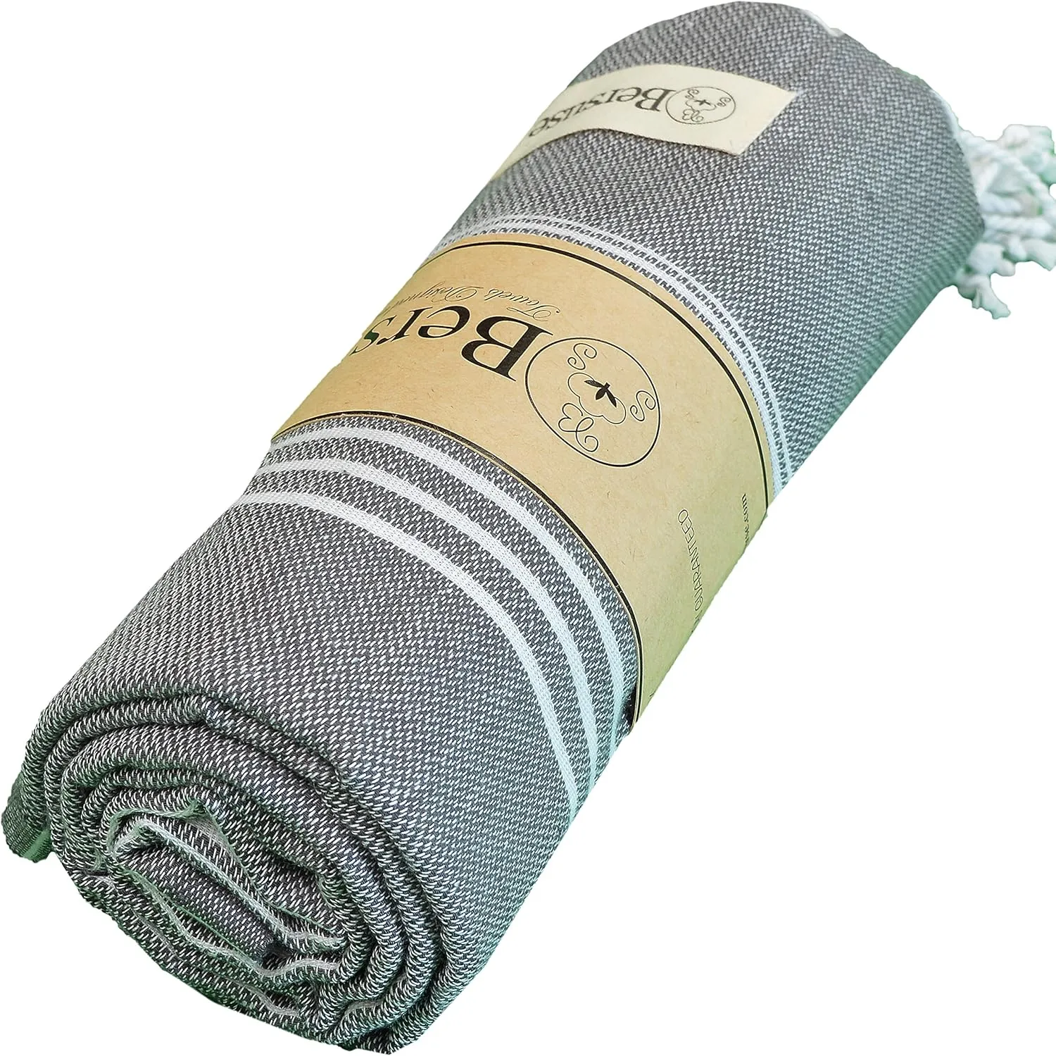 Bersuse Towels Anatolia XL Beach Blanket Throw Blanket Turkish Towel 100% Cotton Extra-Large Quick-Dry Lightweight Premium Peshtemal Towel - 61x82 Inches, Anthracite