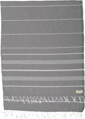Bersuse Towels Anatolia XL Beach Blanket Throw Blanket Turkish Towel 100% Cotton Extra-Large Quick-Dry Lightweight Premium Peshtemal Towel - 61x82 Inches, Anthracite