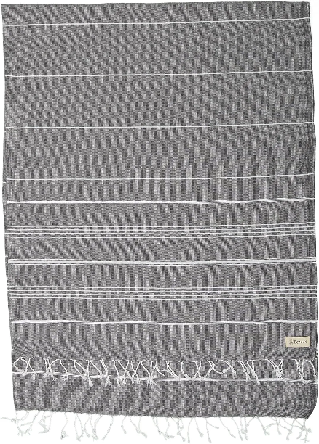 Bersuse Towels Anatolia XL Beach Blanket Throw Blanket Turkish Towel 100% Cotton Extra-Large Quick-Dry Lightweight Premium Peshtemal Towel - 61x82 Inches, Anthracite
