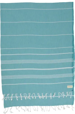 Bersuse Towels Anatolia XL Beach Blanket Throw Blanket Turkish Towel 100% Cotton Extra-Large Quick-Dry Lightweight Premium Peshtemal Towel - 61x82 Inches, Aqua