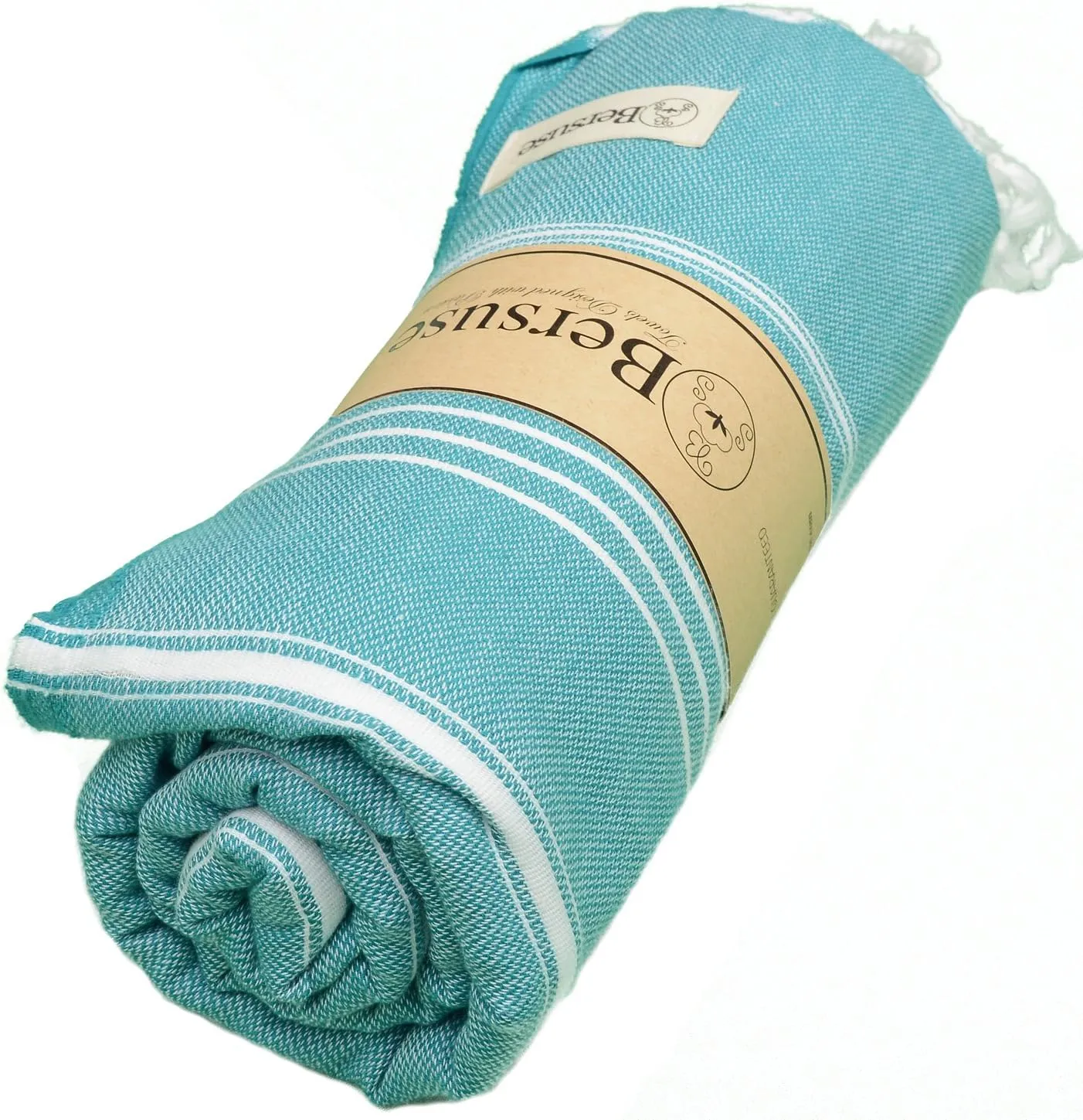 Bersuse Towels Anatolia XL Beach Blanket Throw Blanket Turkish Towel 100% Cotton Extra-Large Quick-Dry Lightweight Premium Peshtemal Towel - 61x82 Inches, Aqua