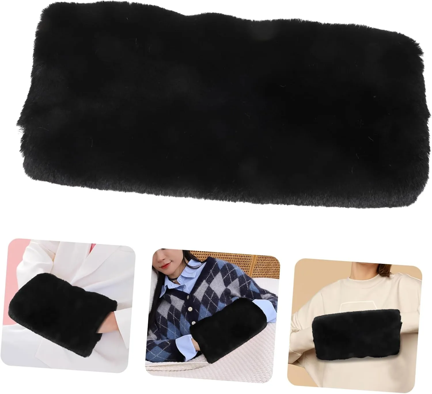 BESTonZON Portable Winter Muff Hand Warmer Bag Delicate Faux Rabbit Fur Pouch for Outdoor Activities Cold Weather