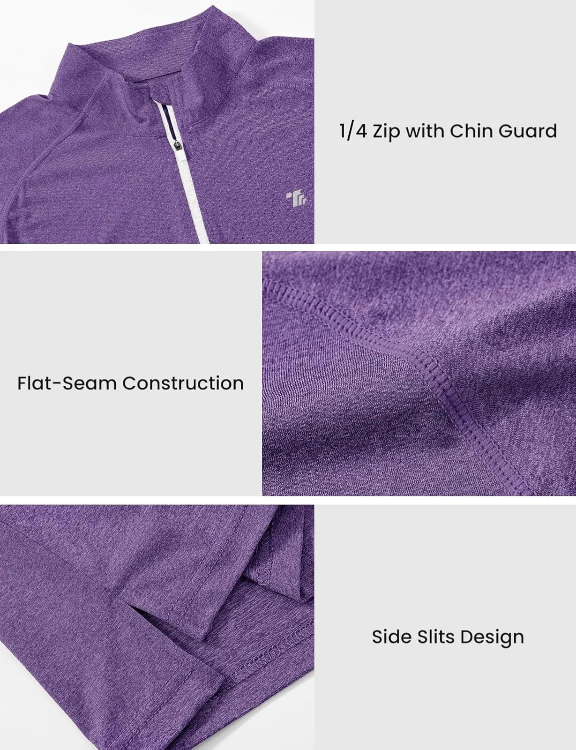 BGOWATU Men's Quarter Zip Pullover Long Sleeve Polo Shirts UPF 50 Quick Dry Golf Shirt