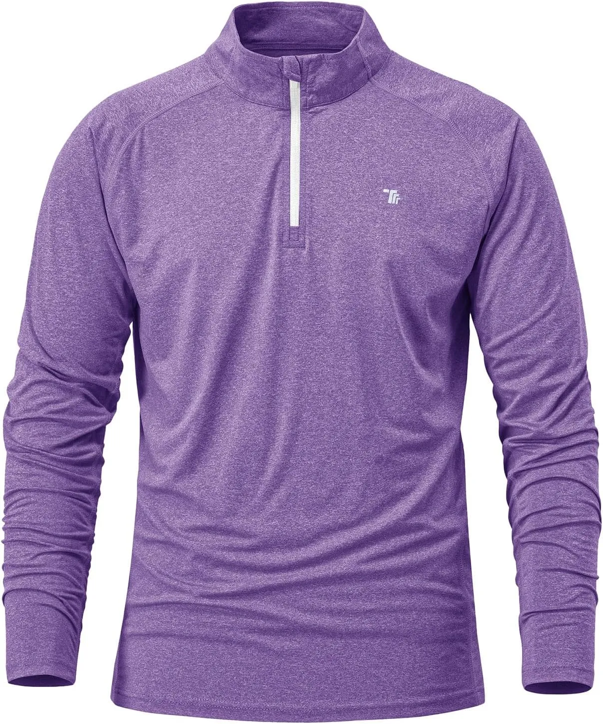 BGOWATU Men's Quarter Zip Pullover Long Sleeve Polo Shirts UPF 50 Quick Dry Golf Shirt