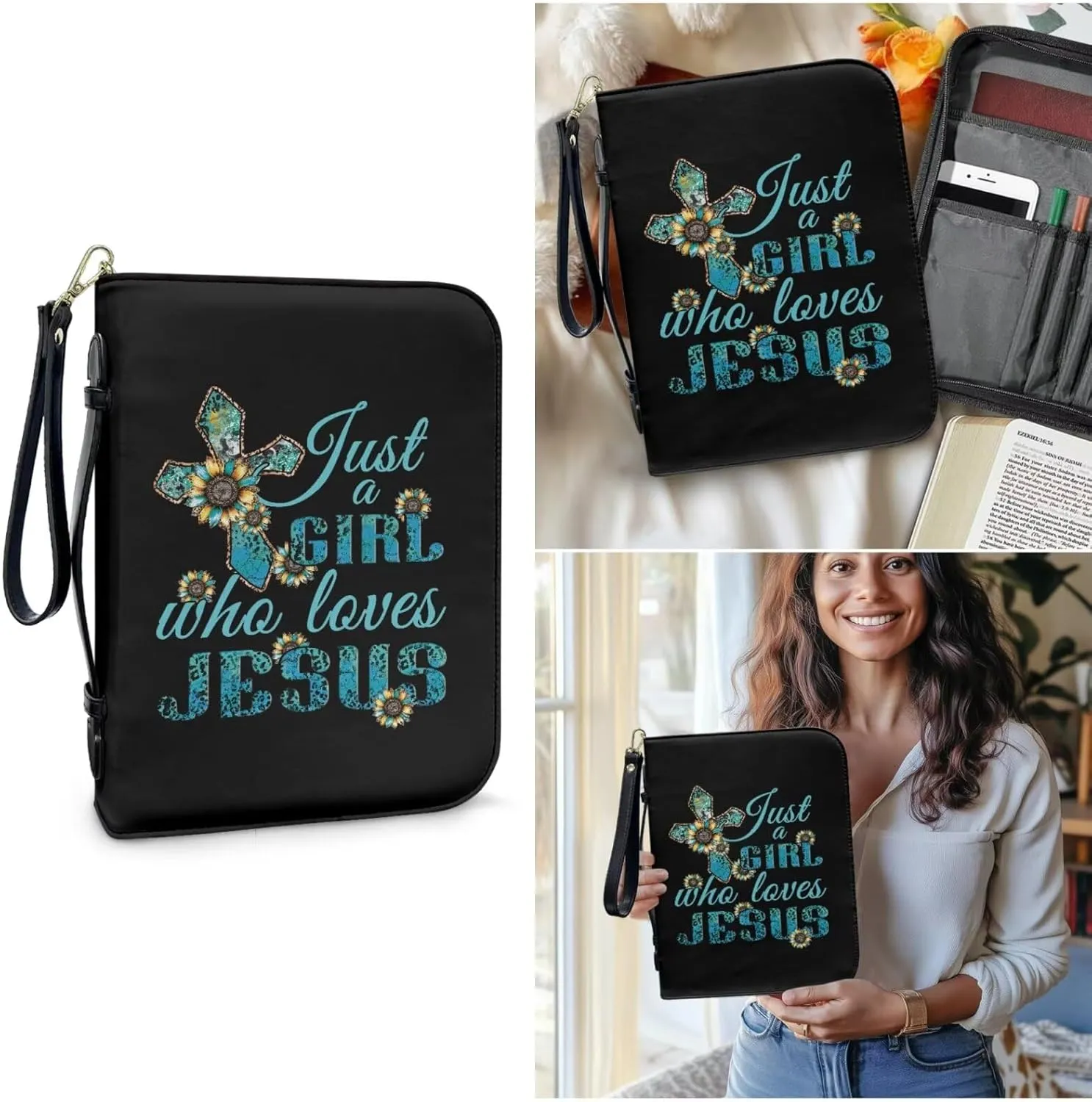 Bible Cover Case for Women Bible Bag With Bookmarks for Men Church Book Handbag for Girls Boys Study