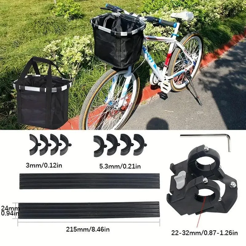 Bicycle Basket Bag Folding Handlebar Storage Carrier Detachable Bike Basket