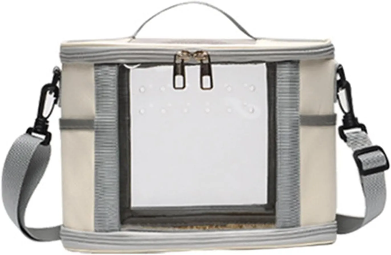 Bird Carrier Bag Bird Travel Cage Small Animal Carrier Guinea Pig Carrier for Budgies, Sugar, Glider Small Pets Lovebirds, Beige L