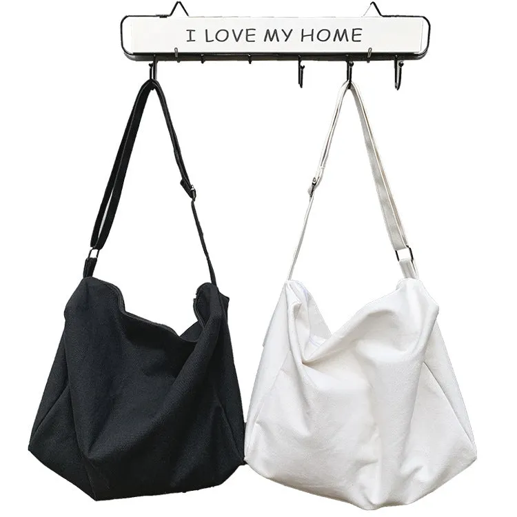 Black Canvas Male And Female Large Capacity Book Holding Shoulder Bags