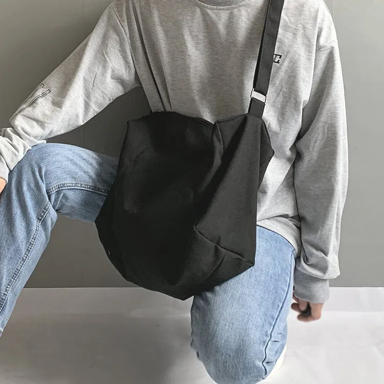 Black Canvas Male And Female Large Capacity Book Holding Shoulder Bags