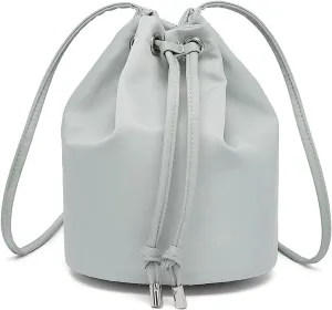 Black Drawstring Crossbody Bag Nylon Fabric Large Capacity Organizer Bag with Gold Tone Hardware