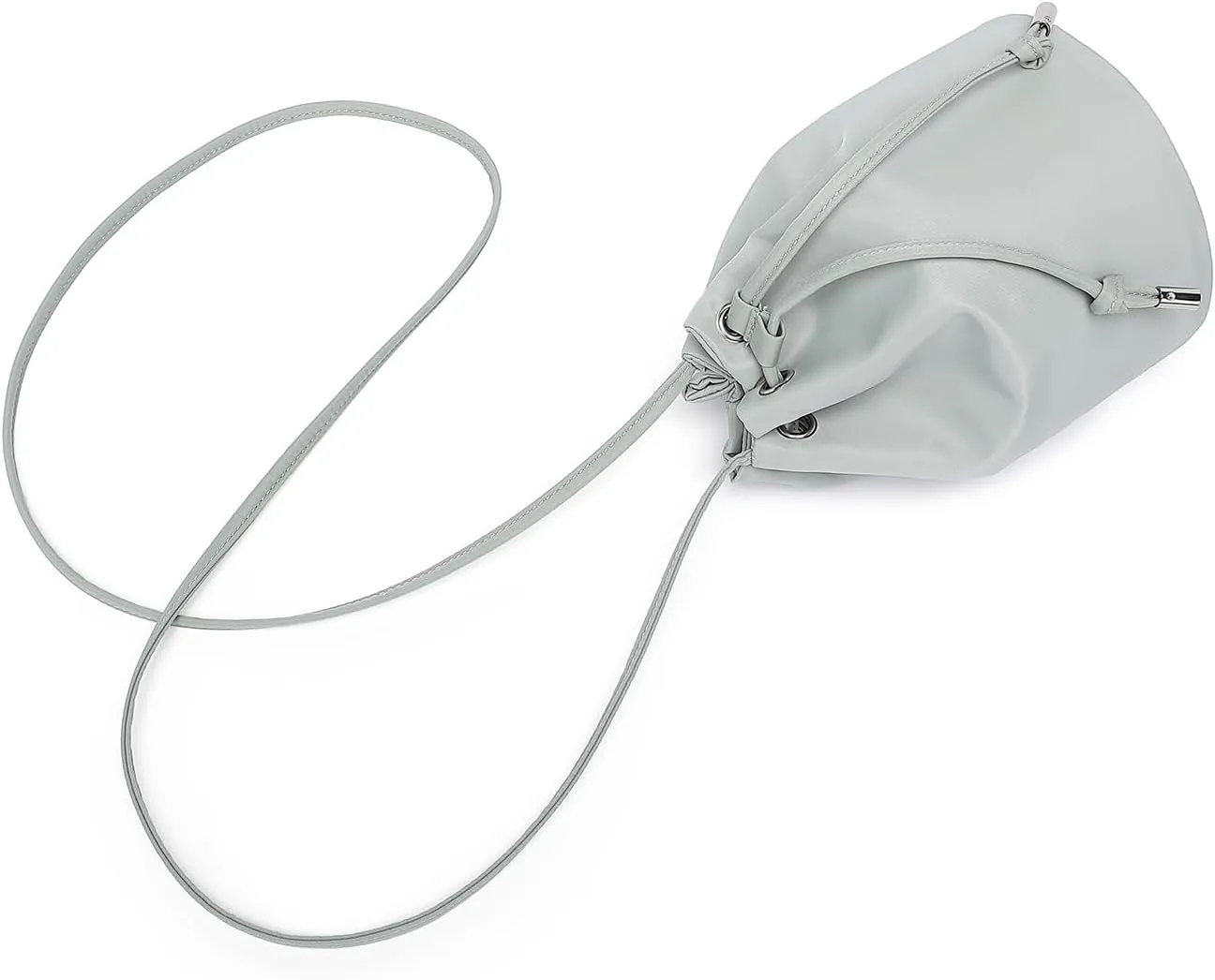 Black Drawstring Crossbody Bag Nylon Fabric Large Capacity Organizer Bag with Gold Tone Hardware