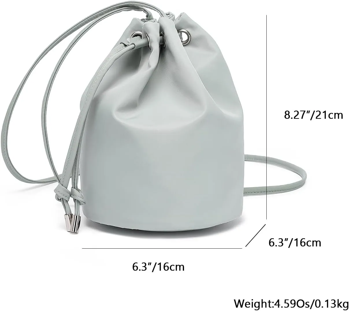 Black Drawstring Crossbody Bag Nylon Fabric Large Capacity Organizer Bag with Gold Tone Hardware