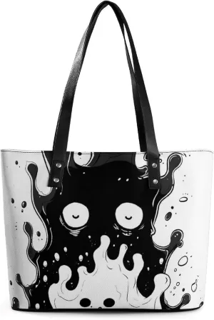 Black White Evil Dead Women's Tote Shoulder Bag Handbag Top Handle Leather 29 * 34 * 14cm