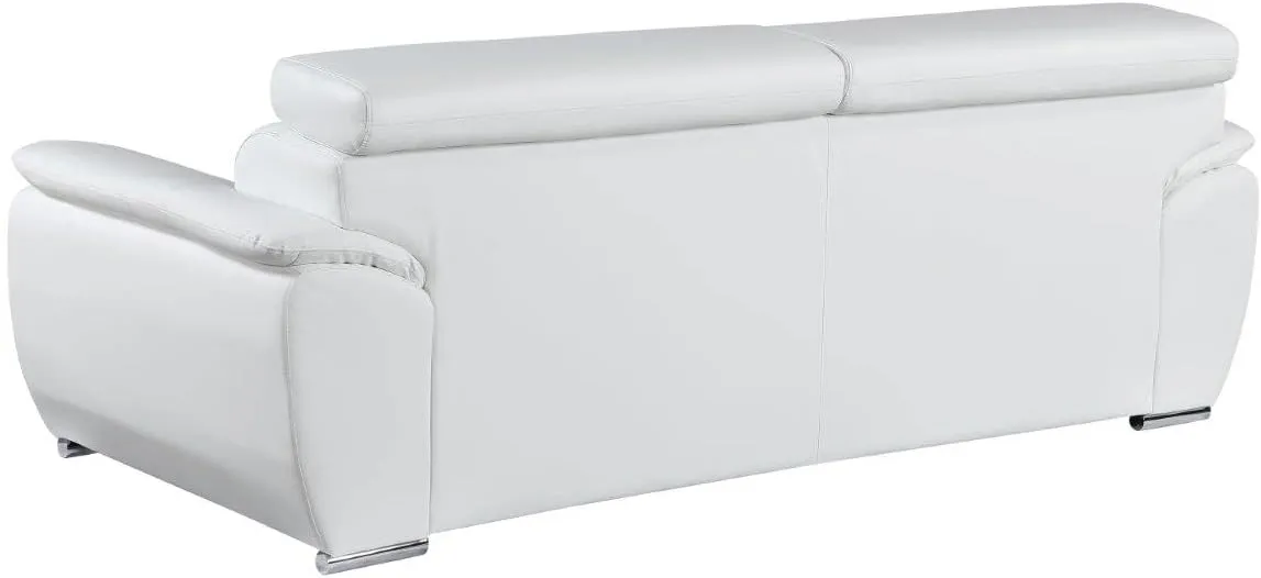 Blackjack Furniture 4571 Veal Collection 2 Piece Genuine Leather Sofa Set for Living Room, Modern Couch and Loveseat with Lumbar Support and Large Adjustable Headrests, 2 3 Seater, White