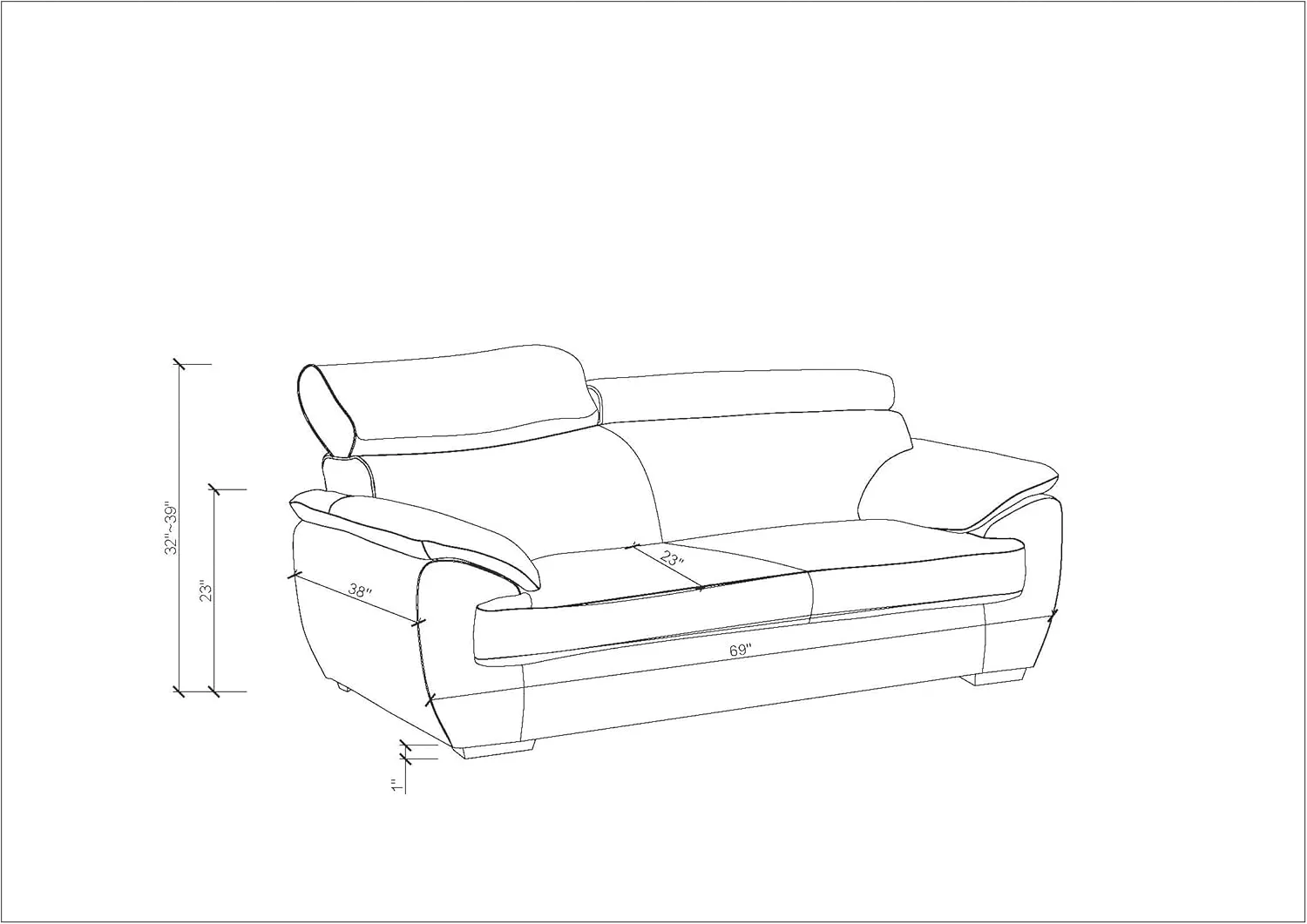 Blackjack Furniture 4571 Veal Collection 2 Piece Genuine Leather Sofa Set for Living Room, Modern Couch and Loveseat with Lumbar Support and Large Adjustable Headrests, 2 3 Seater, White