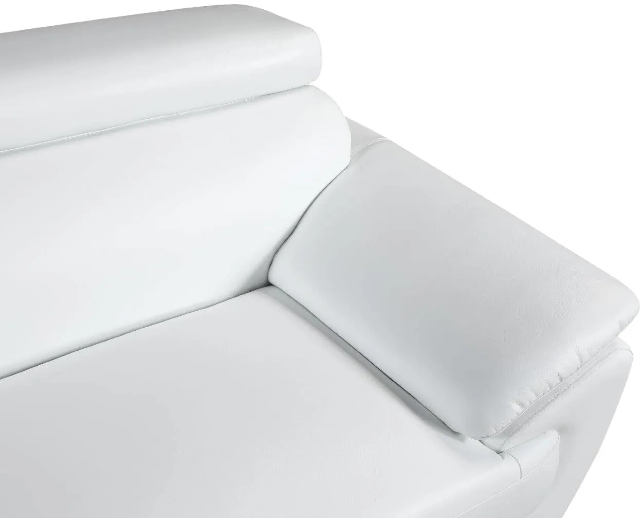 Blackjack Furniture 4571 Veal Collection 2 Piece Genuine Leather Sofa Set for Living Room, Modern Couch and Loveseat with Lumbar Support and Large Adjustable Headrests, 2 3 Seater, White