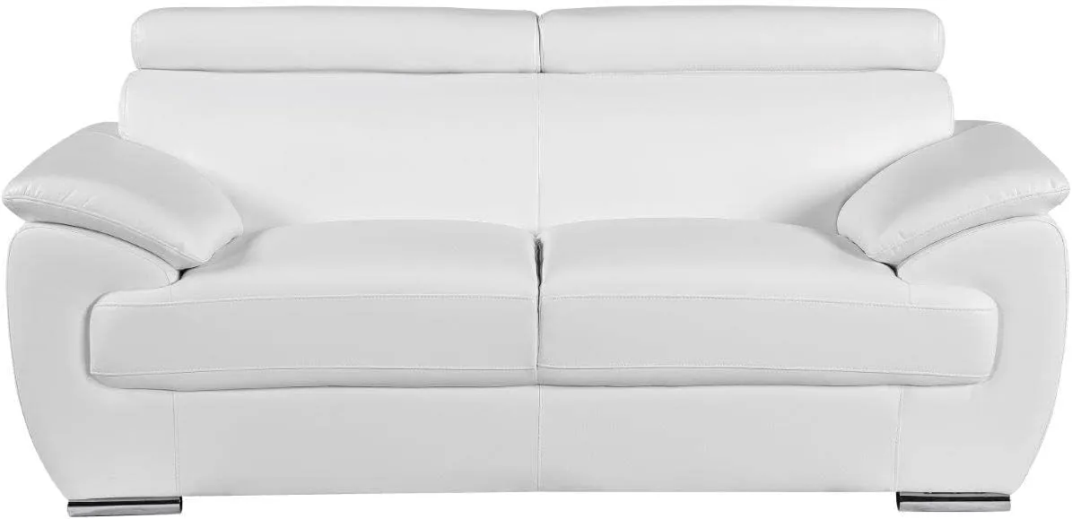 Blackjack Furniture 4571 Veal Collection 2 Piece Genuine Leather Sofa Set for Living Room, Modern Couch and Loveseat with Lumbar Support and Large Adjustable Headrests, 2 3 Seater, White