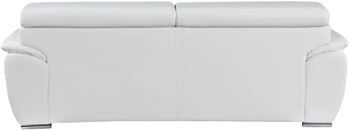 Blackjack Furniture 4571 Veal Collection 2 Piece Genuine Leather Sofa Set for Living Room, Modern Couch and Loveseat with Lumbar Support and Large Adjustable Headrests, 2 3 Seater, White