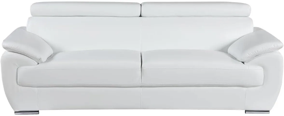 Blackjack Furniture 4571 Veal Collection 2 Piece Genuine Leather Sofa Set for Living Room, Modern Couch and Loveseat with Lumbar Support and Large Adjustable Headrests, 2 3 Seater, White