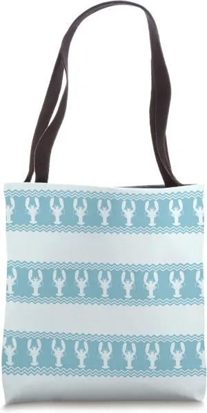 Blue Coastal Lobster Stripes Tote Bag