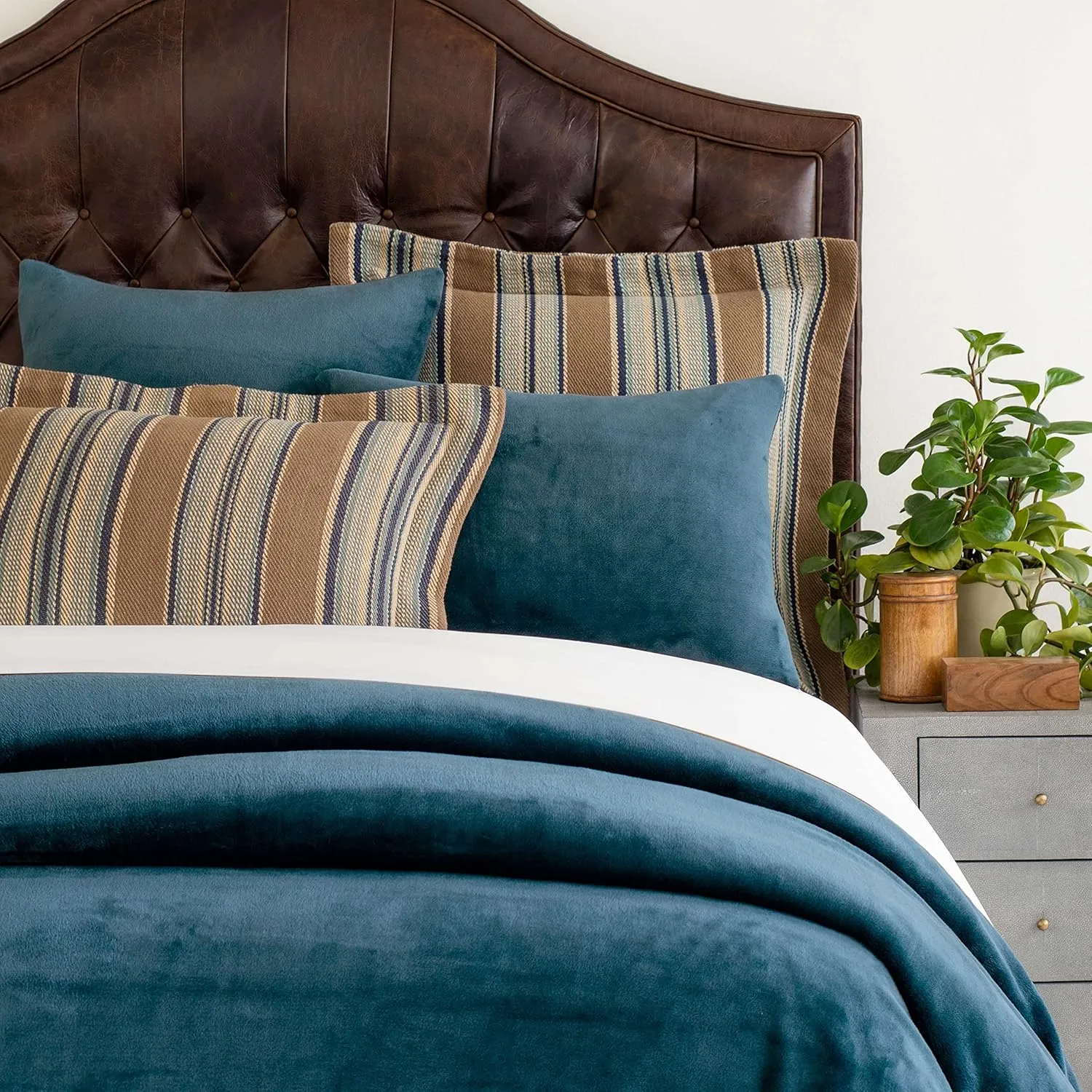 Blue Heron Blanket Sham, Standard Size, Blue Stripe Pattern