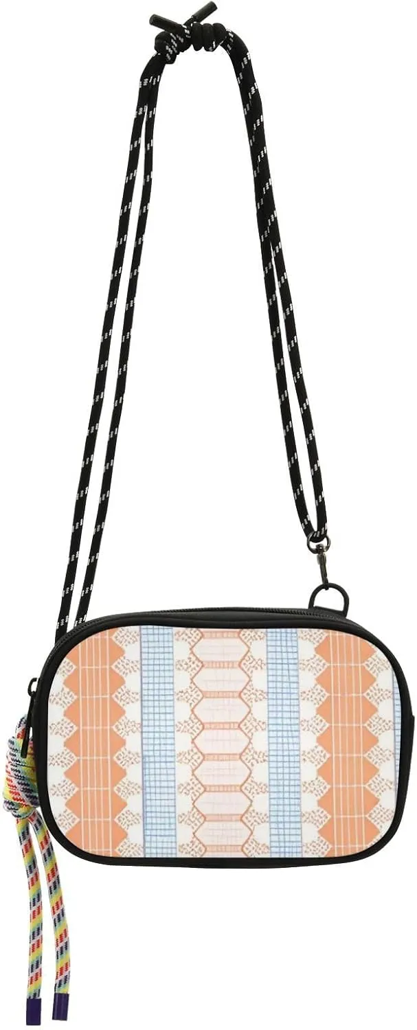Blue Orange Cute Lace Stripes Black Crossbody Bag Mens Practical with Adjustable Strap Cell Phone Purse For Hiking Traveling carteras de mano para mujer