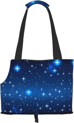 Blue Star Pattern Printed Pet Shoulder Bag, Specially Designed for Small Dogs and Cats, Multifunctional Shoulder and Handbag