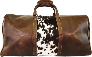 Bonanza leathers cowhide leather travel Duffle Bag weekender bag heavy duty Gym Sports Bag Airplane Luggage Carry-On Bag for men and women 510 (Chocolate)
