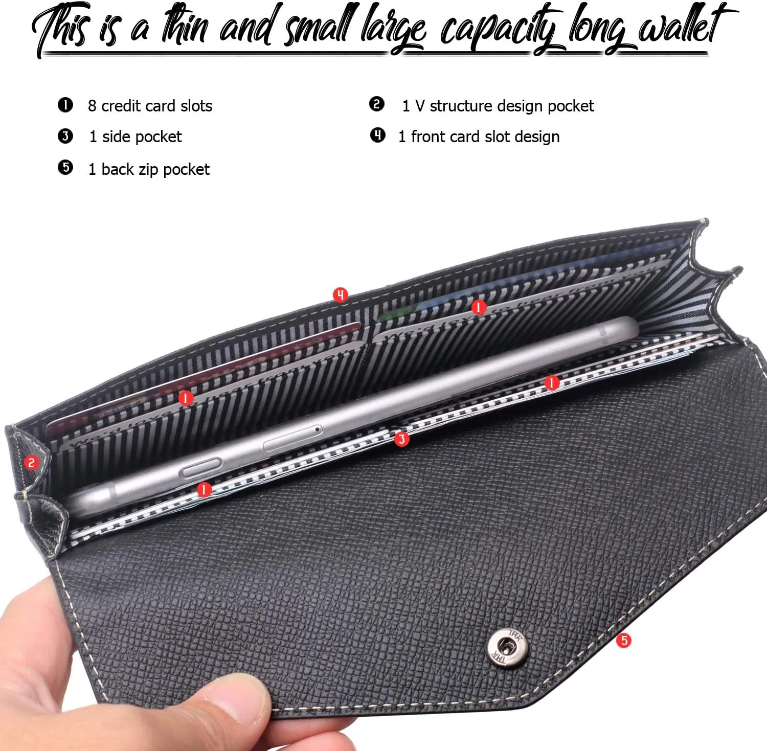 Borgasets Wallet for Women Bifold Leather Ladies Phone Cluth Travel Long Zipper Purse with Large Capacity and Thin