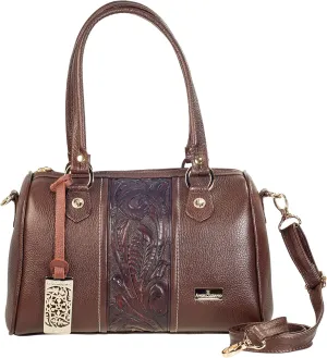 Bowling bag, Lady bag, Genuine cowhide leather bag, Handcrafted bag, Bag with hand chiseled band, Naturally elegant bag, Women's bag.