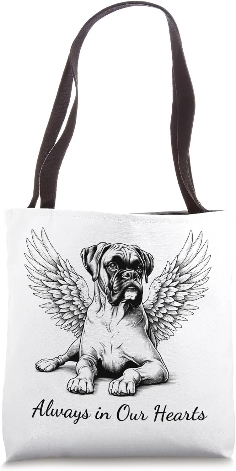 Boxer Dog Angel Always in Our Hearts Pet Memorial Tote Bag