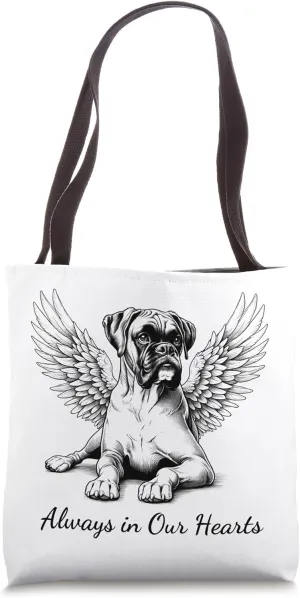 Boxer Dog Angel Always in Our Hearts Pet Memorial Tote Bag