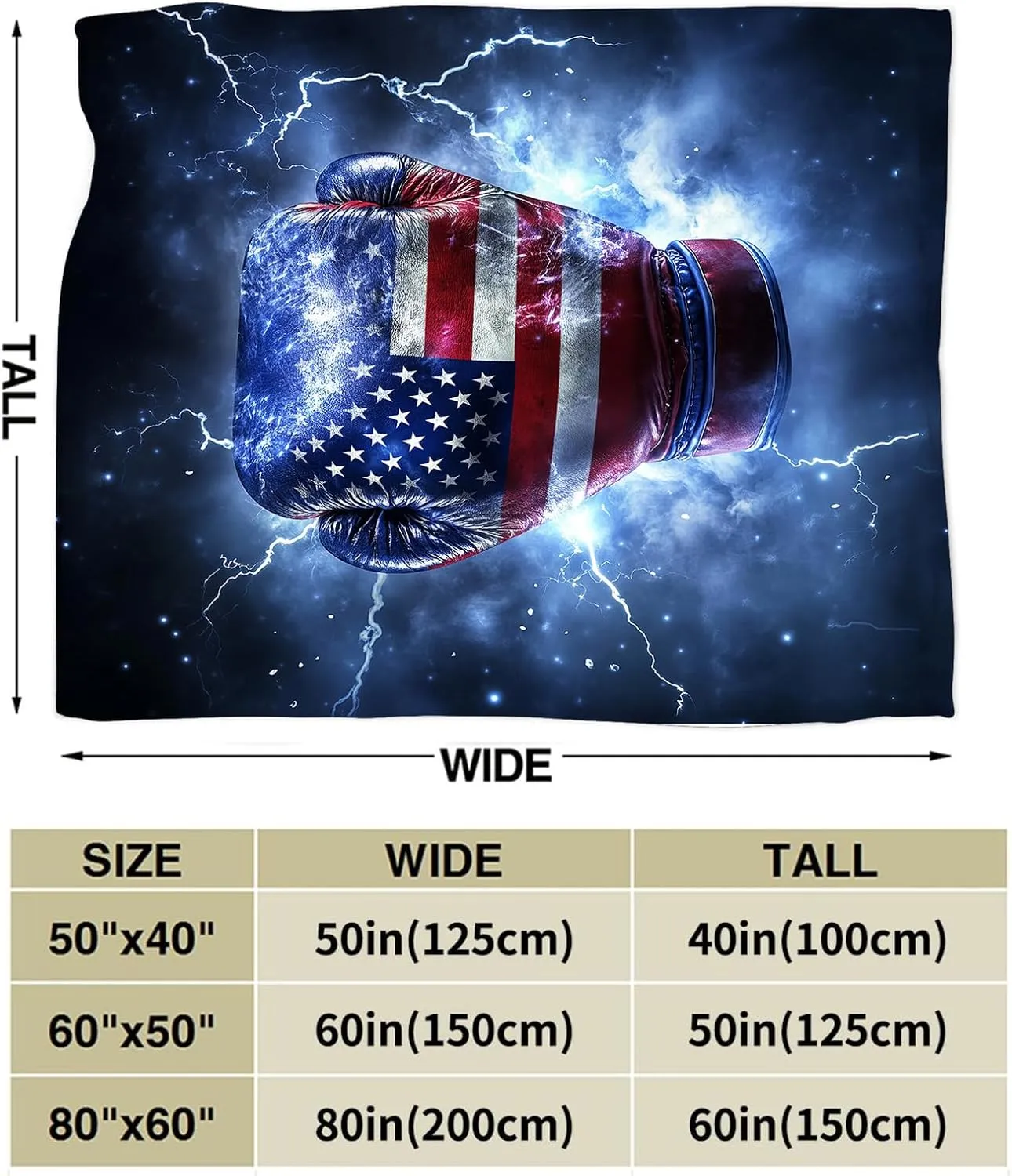 Boxing Throw Blanket Cozy Plush American Flag Gloves Blankets Flannel Fleece Lightweight Fuzzy Party Blanket Gifts for Girls Women Men Boys 50"X40"