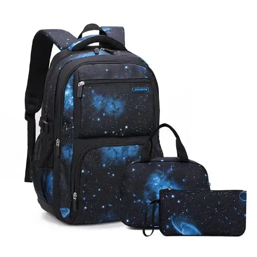 Boy's school backpack for teenager Galaxy School-Bag Backpack with Lunch-Bag for Boys Middle-School Elementary Bookbag for boys